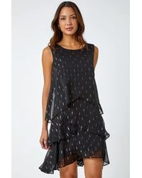 Roman - Shimmer Foil Print Tiered Dress - Lyst