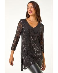 Roman - Circle Sequin Asymmetric Top - Lyst