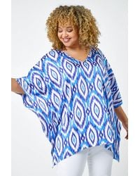 Roman Curve - Aztec Print V-Neck Relaxed Tunic Top - Lyst