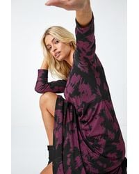D.u.s.k - Abstract Print Mesh Midi Stretch Dress - Lyst