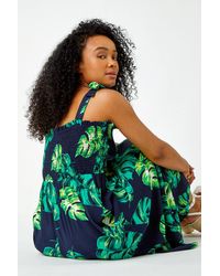 Roman - Originals Petite Tropical Print Shirred Maxi Dress - Lyst