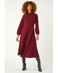 Roman - High Neck Fit & Flare Stretch Dress - Lyst
