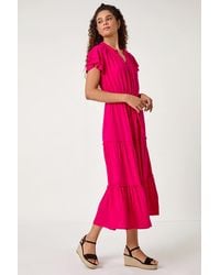 Roman - Frill Detail Tiered Midi Dress - Lyst