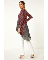 Roman - Chiffon Hem Printed Stretch Top - Lyst