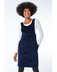 Roman - Corduroy Button Detail Pinafore Dress - Lyst