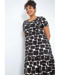 Roman Curve - Pebble Print Tiered Midi Dress - Lyst