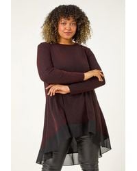 Roman Curve - Glitter Chiffon Hem Tunic Top - Lyst