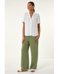 Roman - Collared Short Sleeve Blouse - Lyst