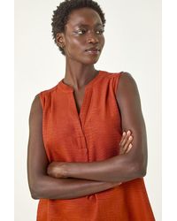 Roman - V-Neck Front Pleat Vest Top - Lyst