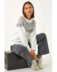 Roman - Pearl Embellished Printed Jumper - Lyst