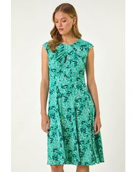 Roman - Ditsy Floral Keyhole Twist Dress - Lyst