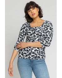 Roman - Floral Print Cowl Neck Top - Lyst