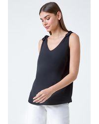 Roman - Tie Detail Strap V-Neck Cami Top - Lyst