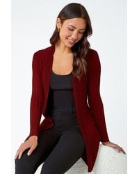 Roman - Longline Stretch Ribbed Cardigan - Lyst