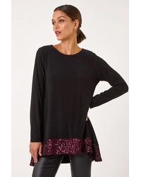 Roman - Sequin Hem Tunic Stretch Top - Lyst