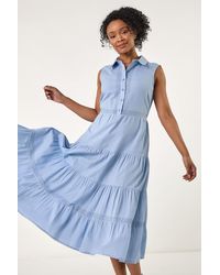 Roman Petite - Cotton Pocket Tiered Midi Dress - Lyst