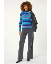 Roman - Roll Neck Stripe Print Ribbed Knit Jumper - Lyst