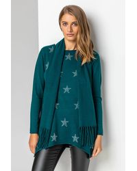 Roman - Star Print Knitted Tunic Top With Tassel Scarf - Lyst