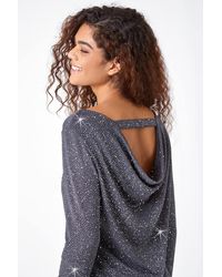 Roman - Sparkle Cowl Back Detail Stretch Top - Lyst