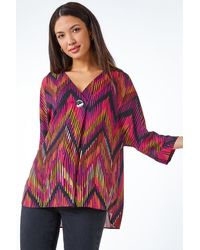 Roman - Abstract Print Button Detail Top - Lyst