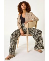 Roman - Mono Print Wide Leg Stretch Trouser - Lyst