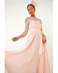 Roman Petite - Lace Tie Waist Maxi Dress - Lyst