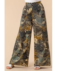 Roman - Tropical Print Elastic Waist Wide Leg Trouser - Lyst
