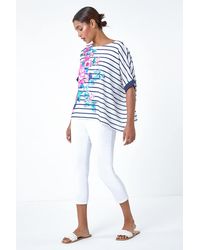 Roman - Floral Stripe Print Woven Top - Lyst