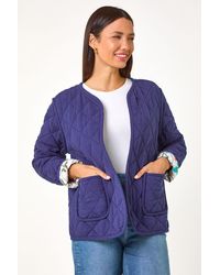 Roman - Floral Print Lining Cotton Quilted Jacket - Lyst