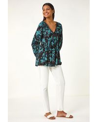 Roman - Floral Print Ladder Trim Top - Lyst