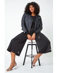 Roman Curve - Wide Leg Glitter Cropped Trouser - Lyst