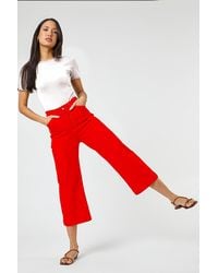 Roman - Elastic Waist Wide Leg Cropped Denim Culottes - Lyst