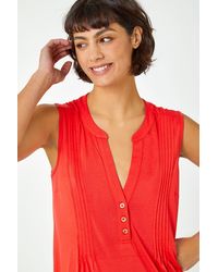 Roman - Sleeveless V-Neck Button Detail Vest - Lyst