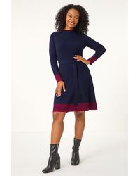 Roman Petite - Stripe Knitted Midi Dress - Lyst