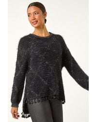 Roman - Fluffy Fringe Hem Knit Jumper - Lyst