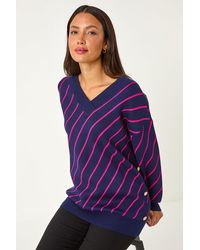 Roman - Horizontal Stripe Knit Jumper - Lyst