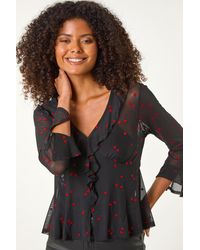 D.u.s.k - Flocked Heart Ruffle Front Top - Lyst