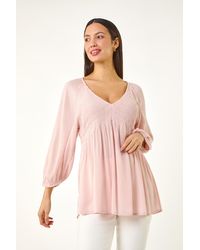 Roman - Shirred V-Neck Raglan Top - Lyst