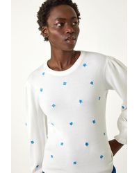 Roman - Floral Embroidery Knit Top - Lyst
