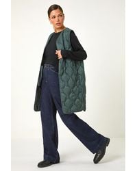 Roman - Quilted Collarless Button Detail Gilet - Lyst