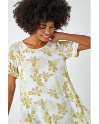 Roman - Palm Print Hanky Hem Tunic Top - Lyst