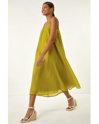 Roman - Textured Pleat Swing Midi Dress - Lyst