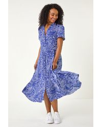 Roman Petite - Abstract Print Button Shirt Dress - Lyst