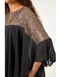 Roman - Sequin Yoke Frilled Tunic Top - Lyst