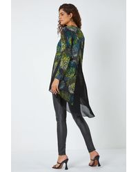 Roman - Floral Print Chiffon Hem Stretch Top - Lyst