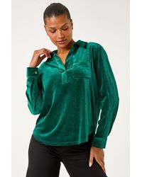 Roman - Collared Velvet Stretch Shirt - Lyst
