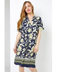 Roman Petite - Contrast Floral Print Shirt Dress - Lyst