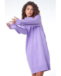 Roman - Split Neck Ribbed Knit Dress - Lyst