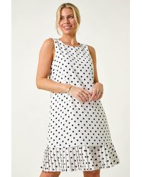 Roman Petite - Spot Print Pleated Shift Dress - Lyst