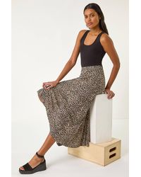Roman - Animal Print Stretch Midi Skirt - Lyst